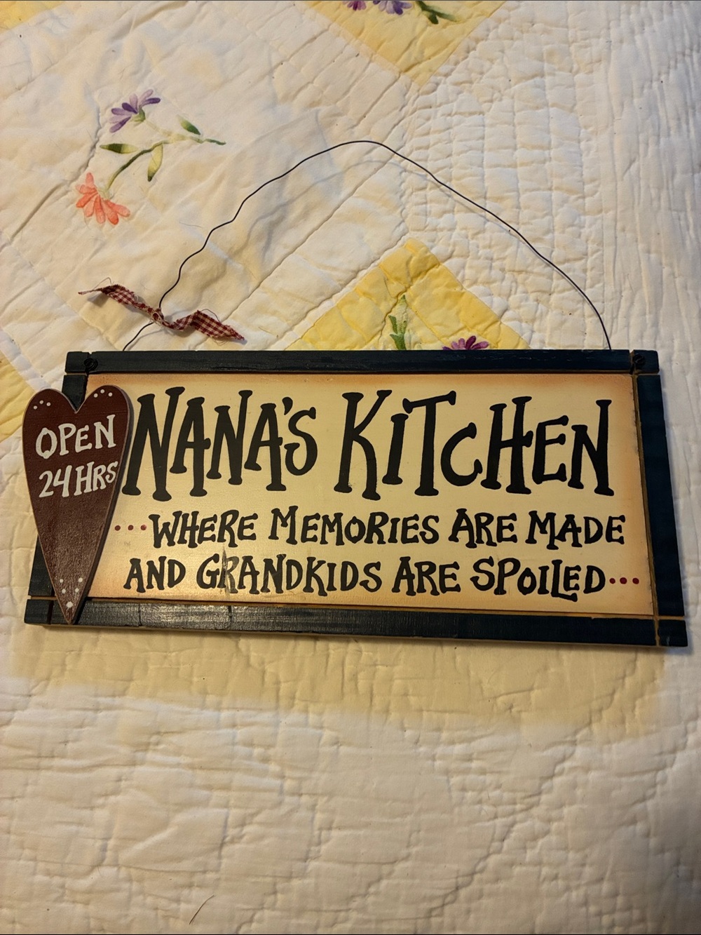 Nana's Kitchen Decorative Wall Sign - Cream & Blue W/Wire Hanger